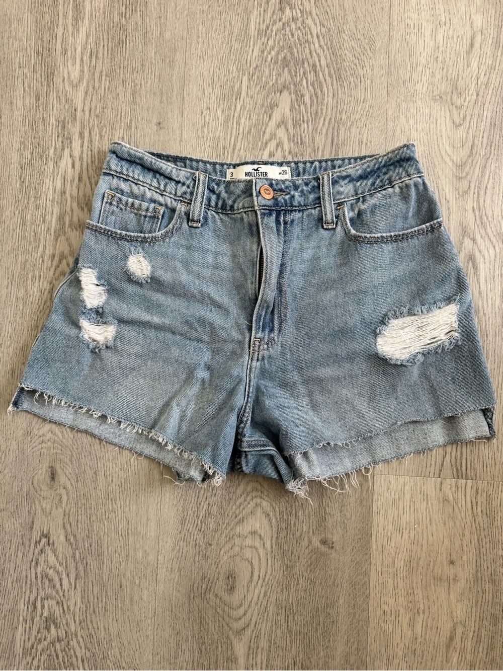 Hollister Distressed Light Blue Denim Cutoff Shorts